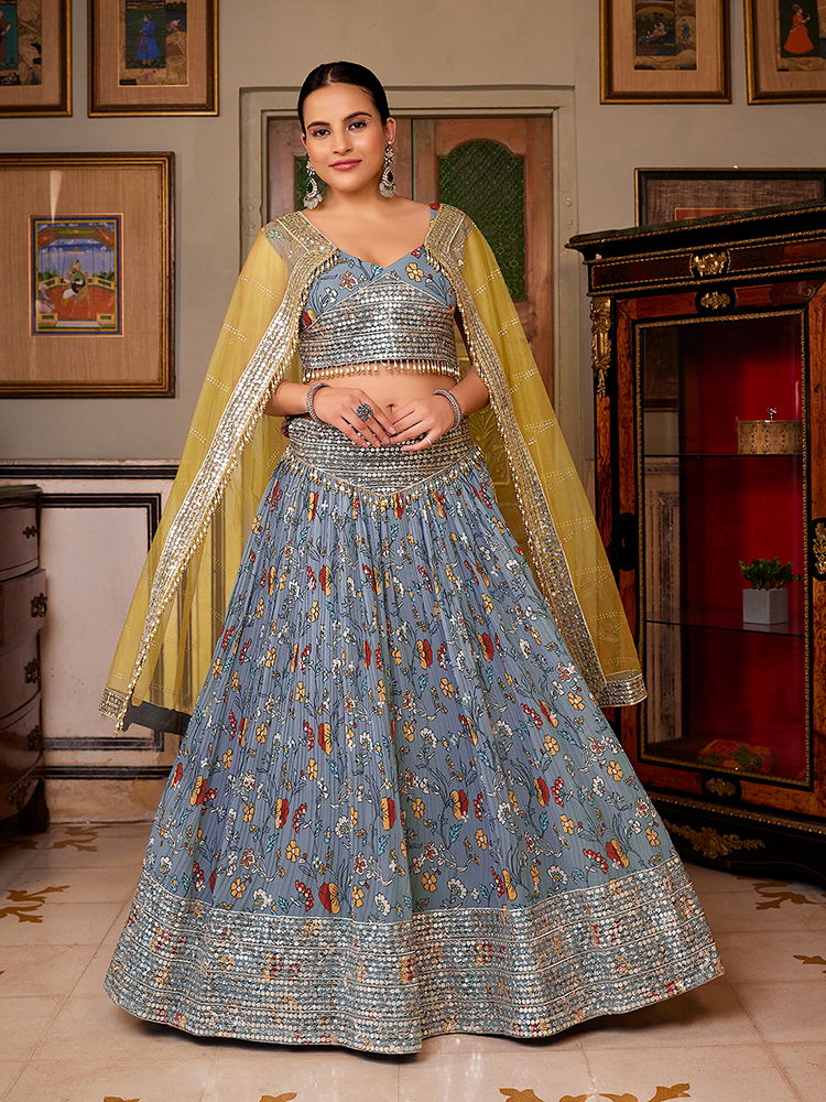 SS151 1839 Gray Georgette Designer Lehenga Choli Wholesale Price In Surat